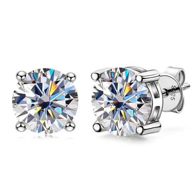D Farbe 2 Karat Moissanit Ohrringe 925 Sterling Silber 8mm Rundschliff Labordiamant Ohrstecker für Damen Herren mit Zertifikat