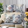 Christmas Pillowcases: Santa, Snowy Trees, Sleigh with Gifts & Snowman! Sofa Room Decoration New Year Holiday Home Decoration