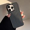 Ins Black and White Vertical Line Shell Phone Case For iPhone 16 15 14 13 12 11 17 Pro  Advanced Minimalist Y2K Cover