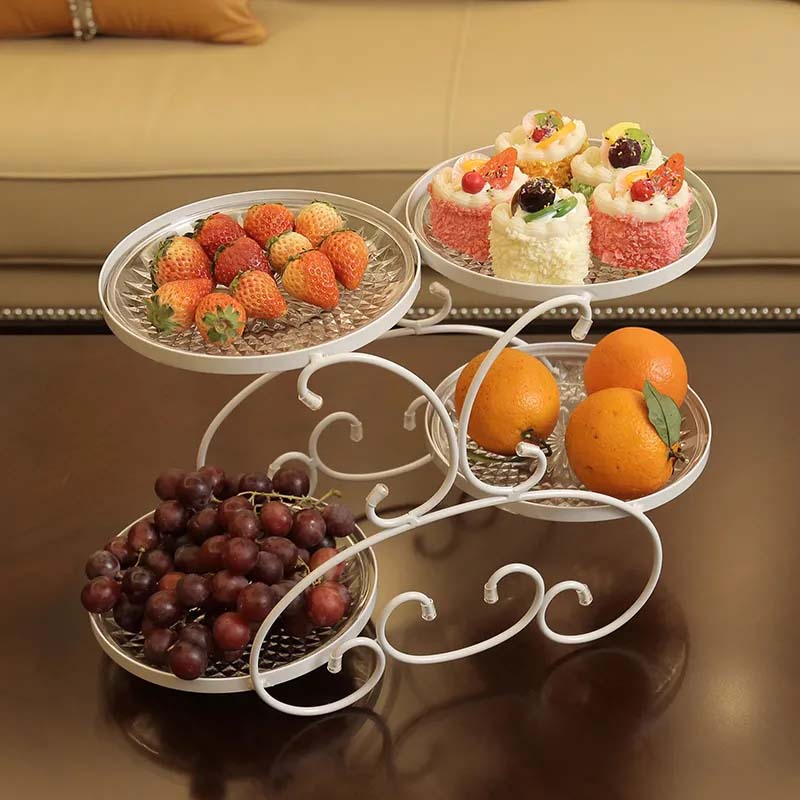 Multi-layers Iron Fruit Plate Living Room Home Fruit Plate Candy Bowls Nordic Dessert Snack Shelf Rack Table Decoration Fruit Plate Basket Snacks Tray