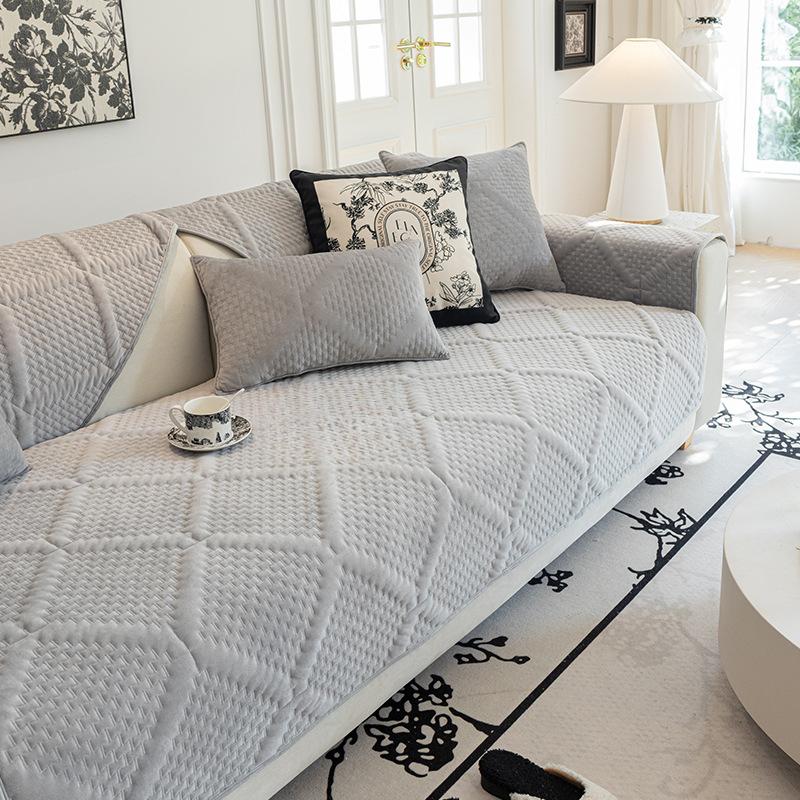 Nordic Solid Color Sofa Cushion Four Seasons Universal Sofa Cushion Simple Crystal Velvet Non-Slip Sofa Cover Cover Towel