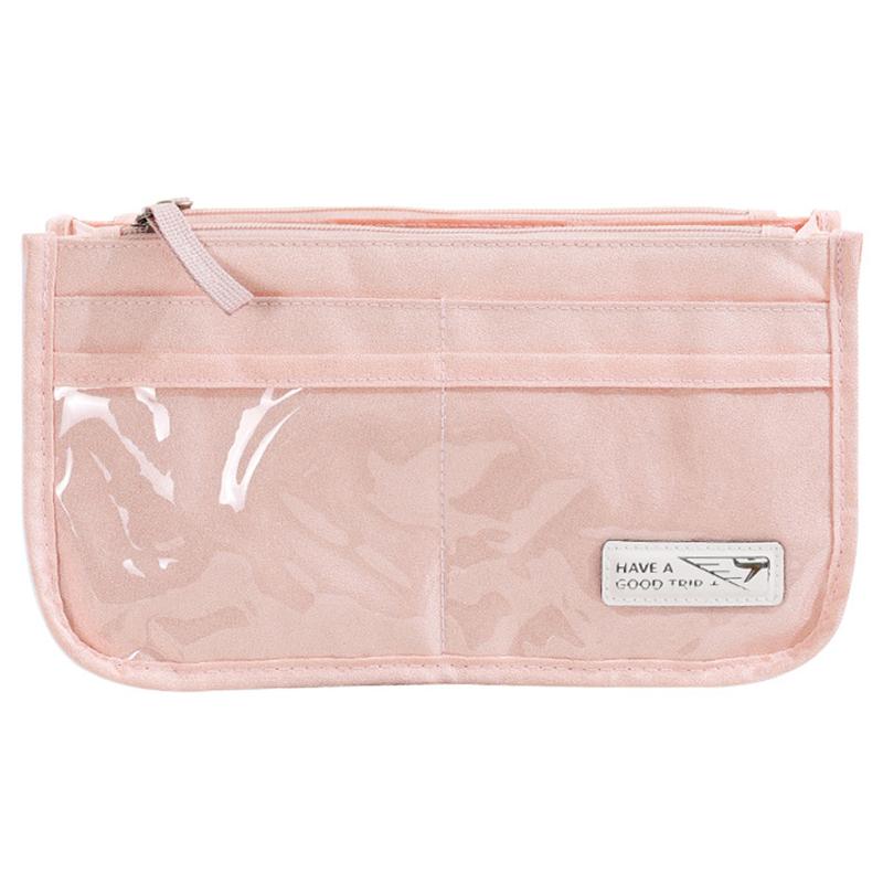 Handheld Makeup Bag Polyester Travel Wash Bag Pouch with Multiple Compartments