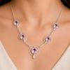 Rosa Morganit Edelstein Silberkette, 925 Sterling Silber Damen Halskette, Morganit Silberschmuck, Juni Geburtsstein Geschenk RN-2-15