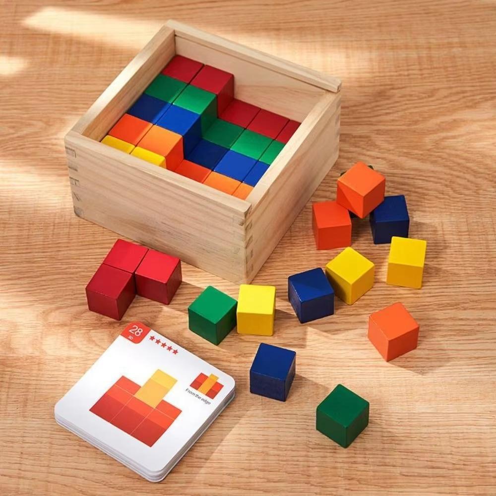 Wooden Material Cube Block Toy Portable Brain Development Toy Educational Toy  Educational Use
