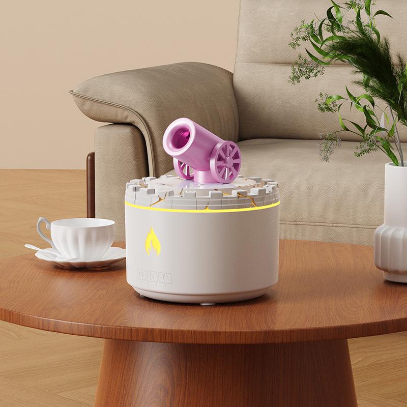 Creative Mini Canon Aroma Diffuser: Desktop Air Atomizing Volcano Humidifier
