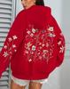 Damen Kapuzenpullover mit Blumen-Cluster-Print - Herbst Locker Lässig Fleece Pullover mit Taschen