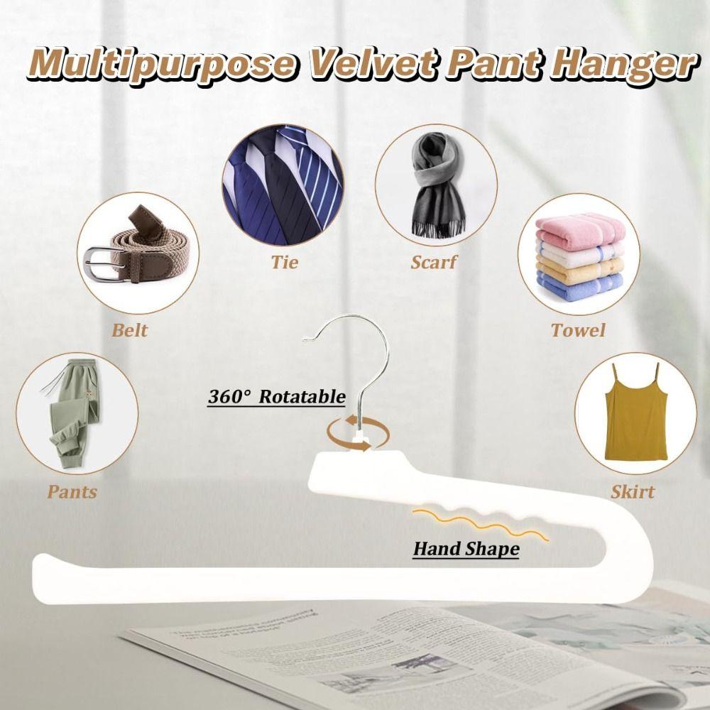 10PCS White Clothes Hanger Slim Design Velvet Hangers Trouser Hanger  Closet Organization
