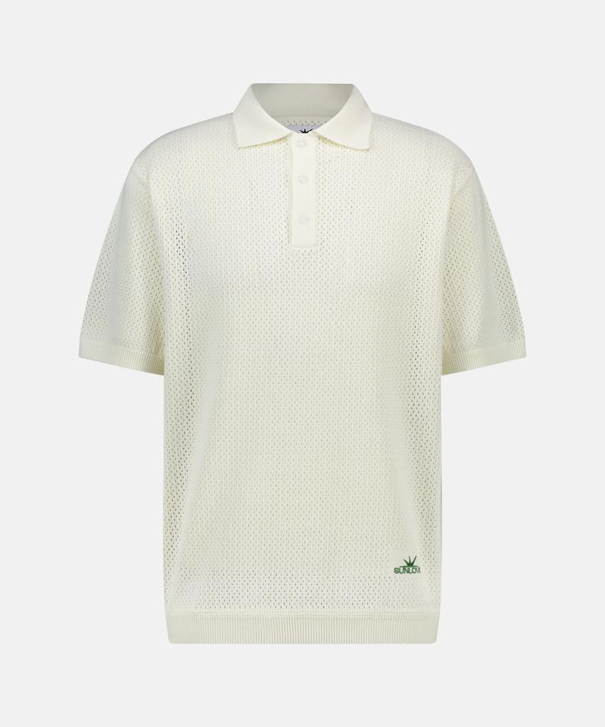 Sun Love Crochet Knit Polo Ivory
