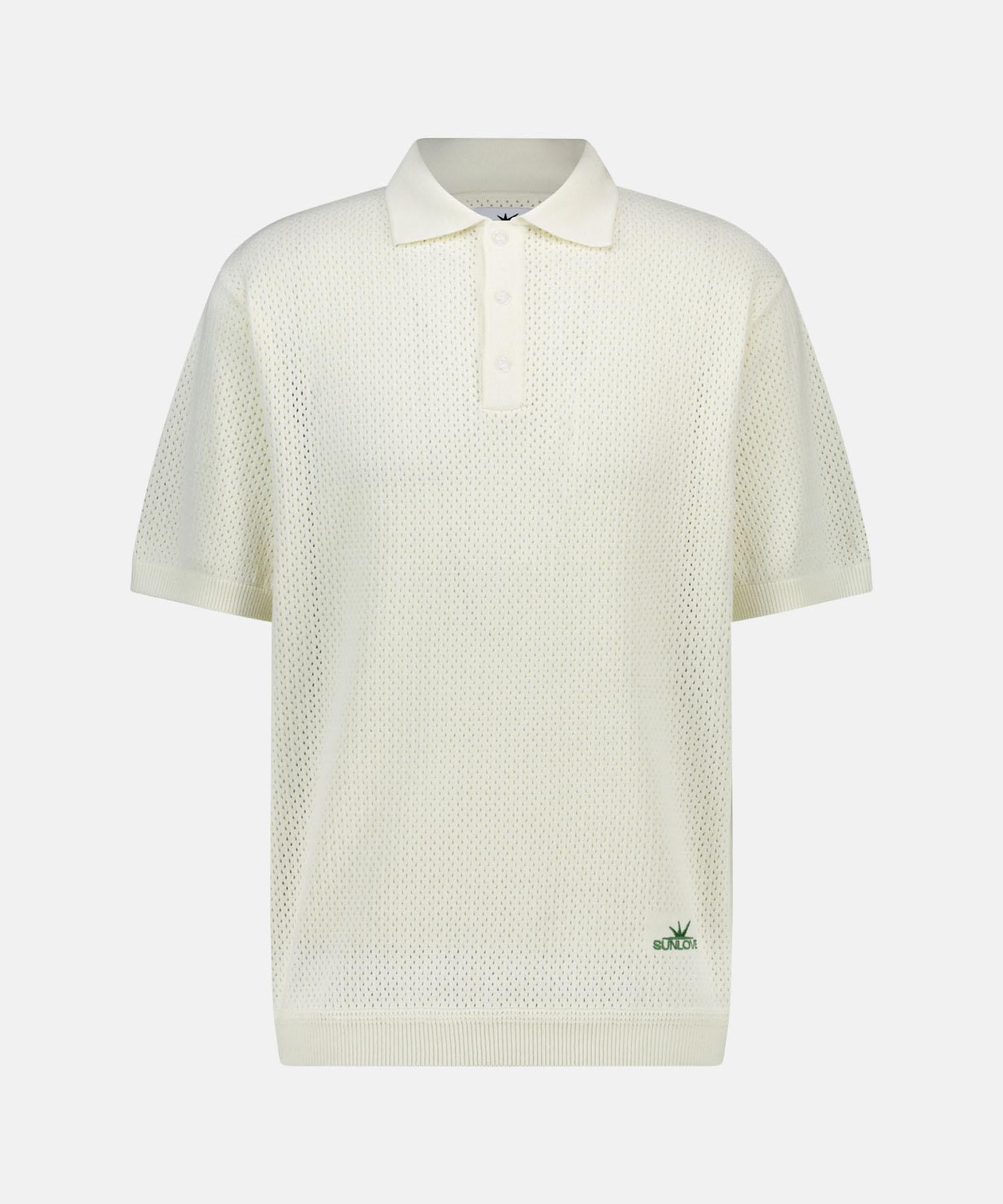 Sun Love Crochet Knit Polo Ivory M