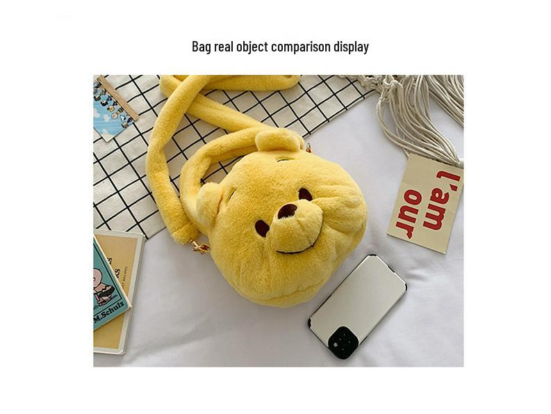 Korean Style Cute Bear Plush Crossbody Handbag for Girls
