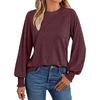 2026 popular women's long-sleeve shirt with pleated round neck, autumn top, fashionable women's clothing