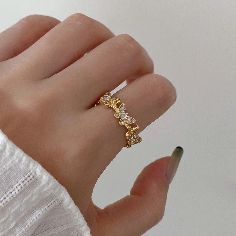 Dainty Jewelry Butterfly Rings Vintage Finger Rings New Fashion Zircon Rings Valentine‘s Day