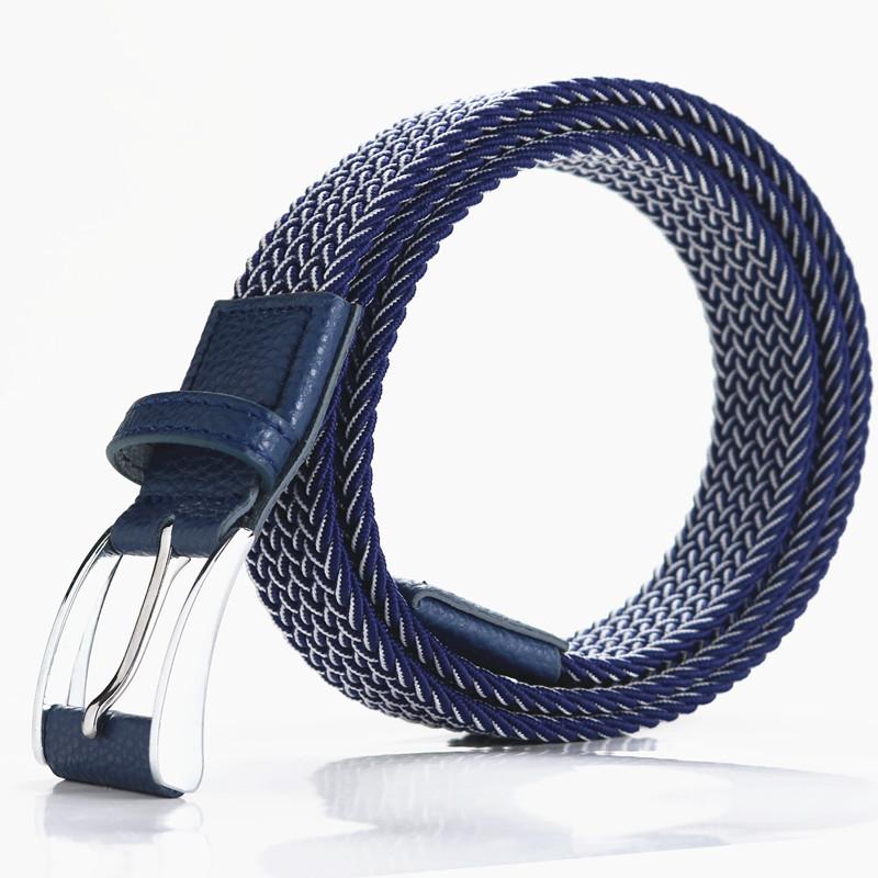 Men'S Braided Belt Elastic Elastic Canvas Belt Unisex No Punch Women'S Belt
