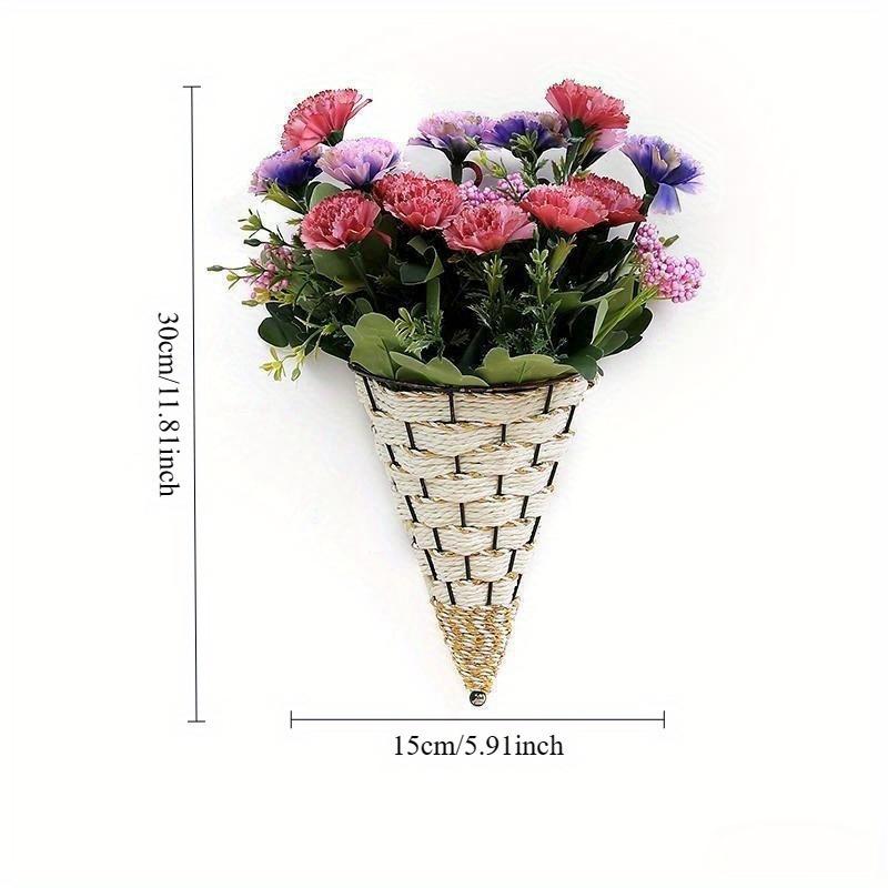 Wall Mounted Iron Rattan Flower Vase, Flower Basket For Indoor Decoration, Environmentally Friendly, Durable, Beautiful And Practical