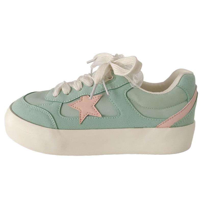 

6623 latex insoles/dopamine platform white shoes women s shoes 2025 new round head board shoes bread shoes 35