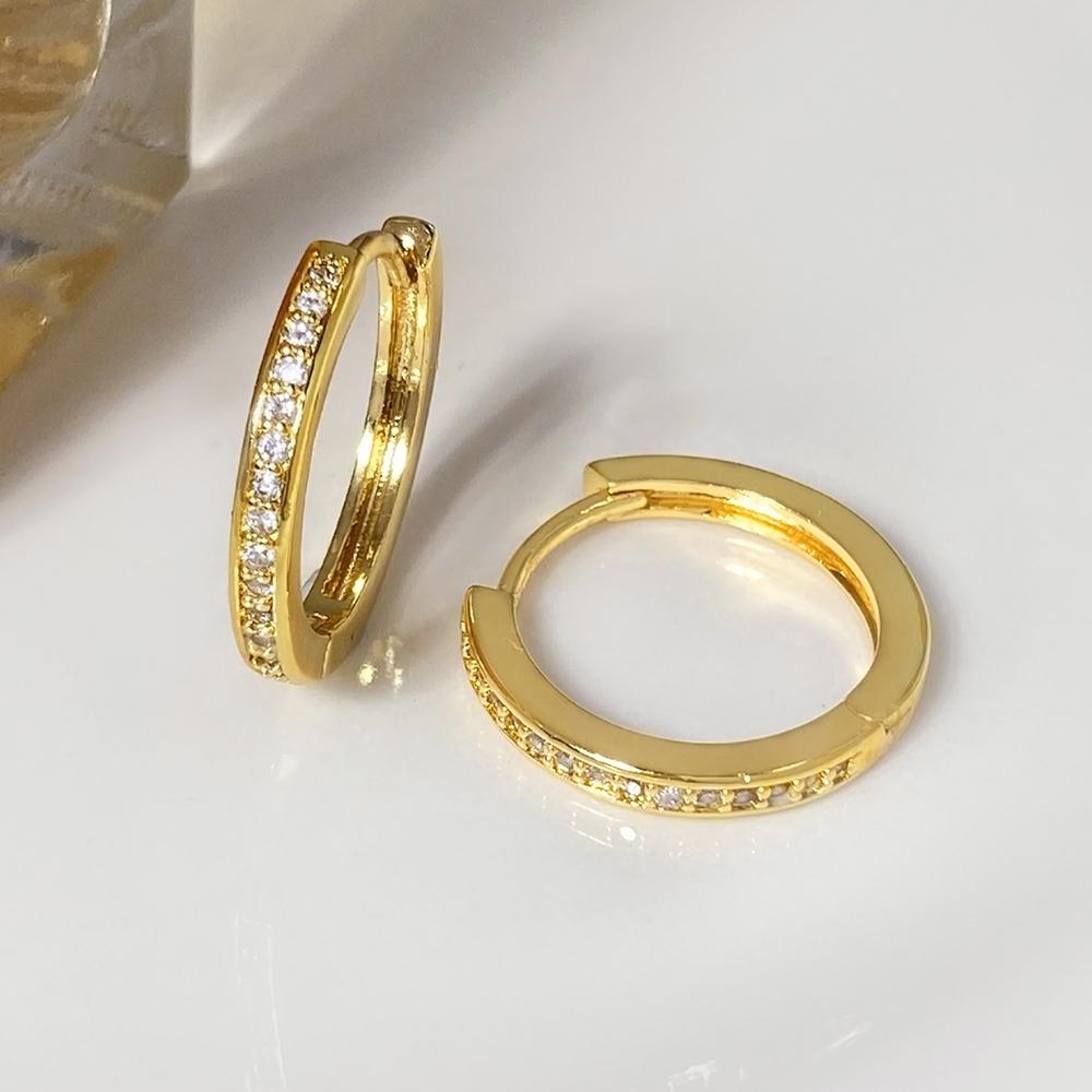 Fashion Women Hoop Earrings 14k 18k Gold Plated Hypoallergenic Lightweight  Round Cubic Zirconia Huggie Hoop Earrings for Women trendy золотой