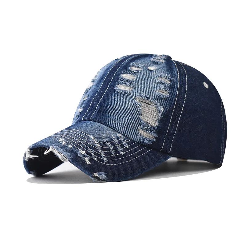 Sommer Outdoor Sonnenschutz Washed Denim Hut für Männer Snapback Trucker Hüte Hochwertige Frauen Kappe Abgenutzte Loch Baseball Caps