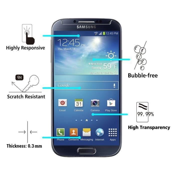 Screen Protector Glass Film - Phonillico® - SAMSUNG GALAXY S4 - Tempered Glass - Ultra Resistant - Anti-Scratch
