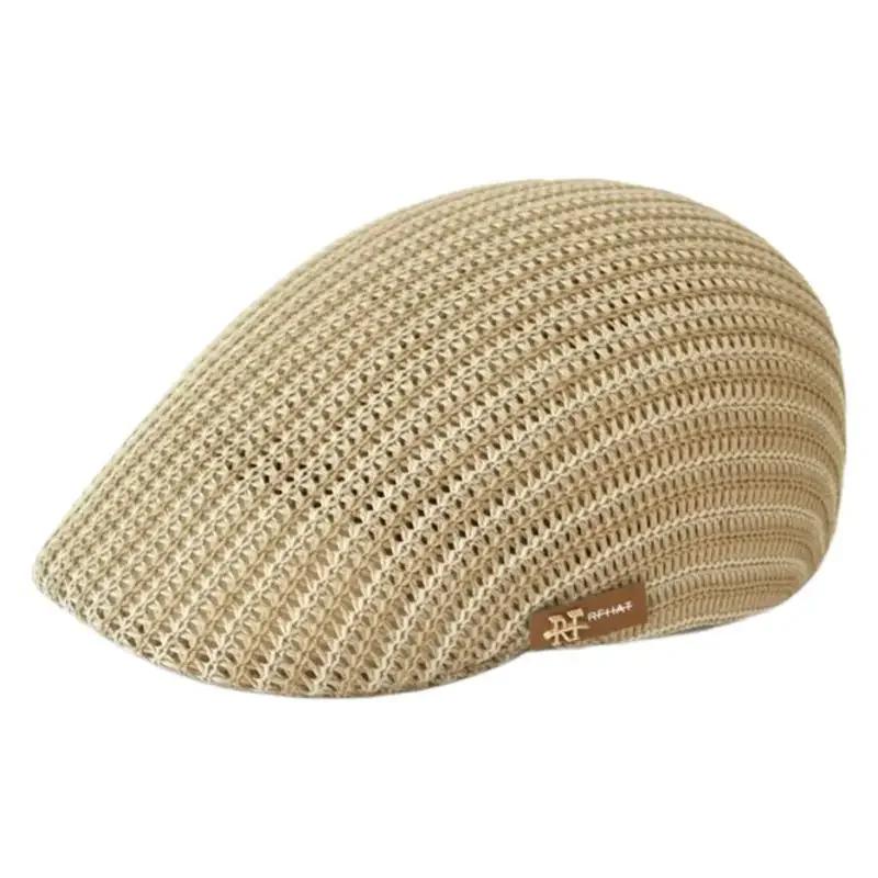 Cappello a visiera in lino alla moda unisex traspirante estivo leggero cappello reversibile berretto casual da esterno per spiaggia viaggio sport