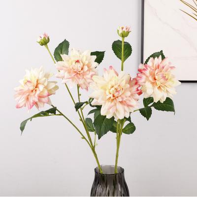76 cm Långstammad Konstgjord Dahlia Silkesblomma Realistisk Dahlia för Hemblomsterarrangemang Bröllopsfotografering Dekorationer