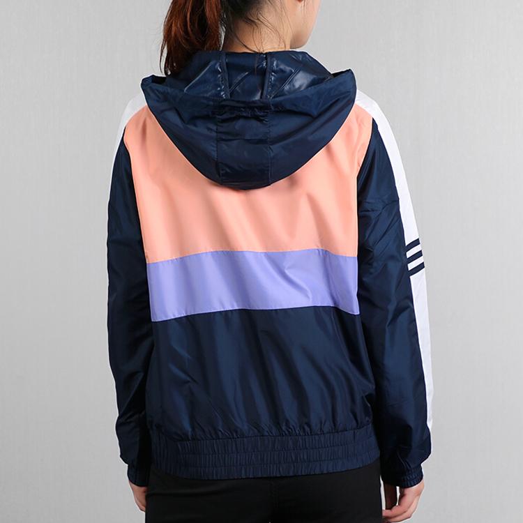 Adidas Neo Color Block Casual Hooded Jacket Women Jacket Navy-Blue FK9954