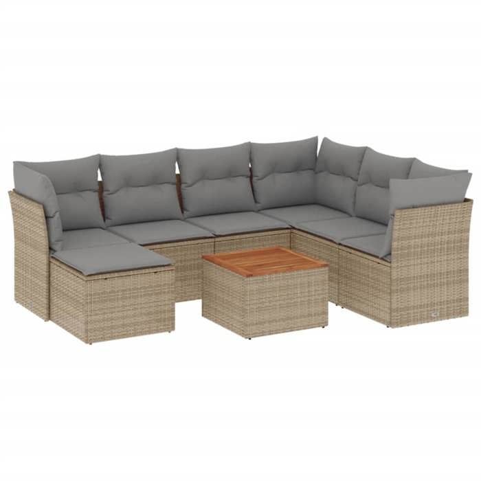 VidaXL Garden Lounge Set with Cushions 8 Pcs Beige Braided Resin 3223763