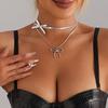 Accessories Double Leather Bow Pendant Necklace Female Sweet Cool Spice Premium Clavicle Chain
