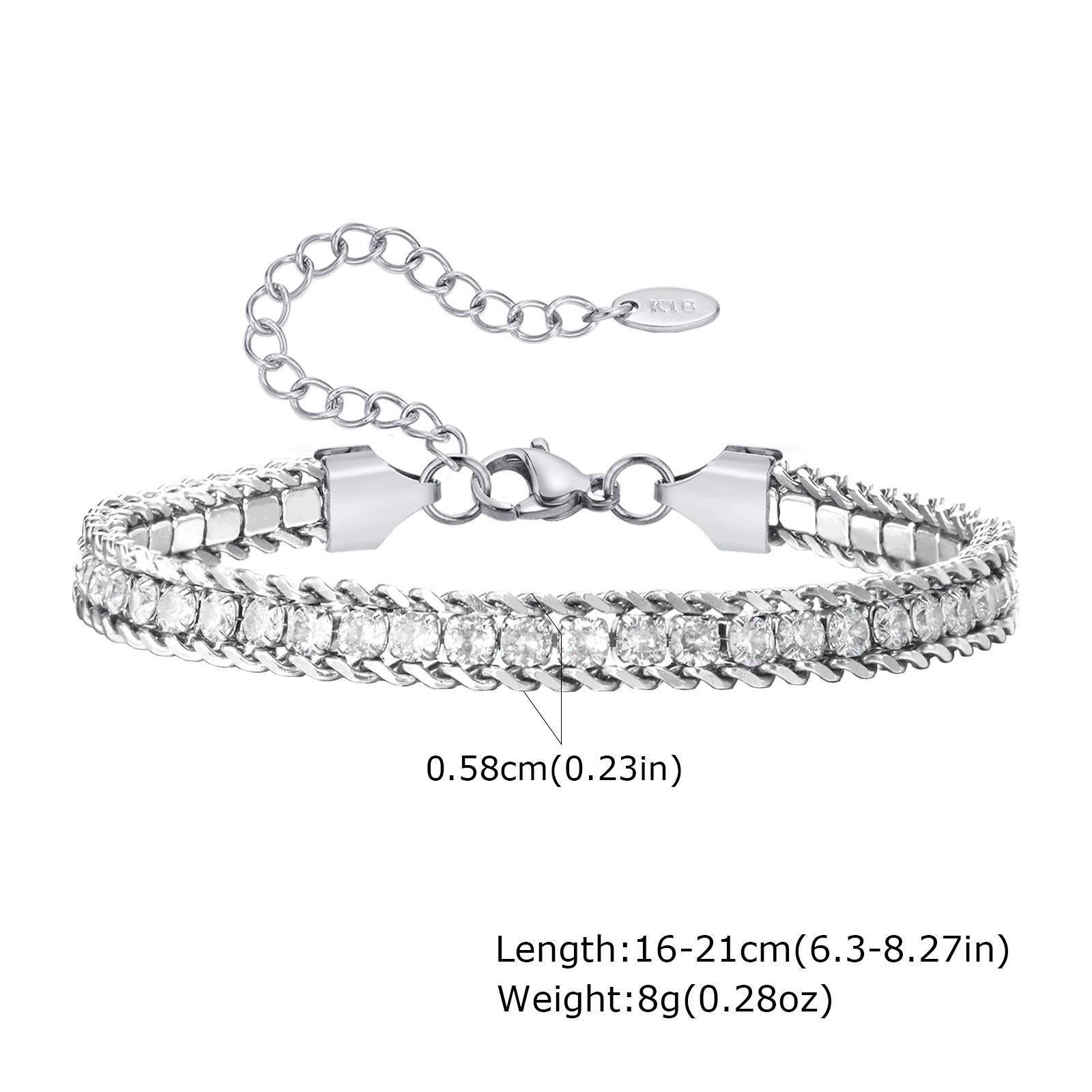 

Stainless Steel Jewelry Tennis Chain Women Bracelets Bling Cubic Zircon Gold Color Wedding Birthday Party Valentine s Day Gift