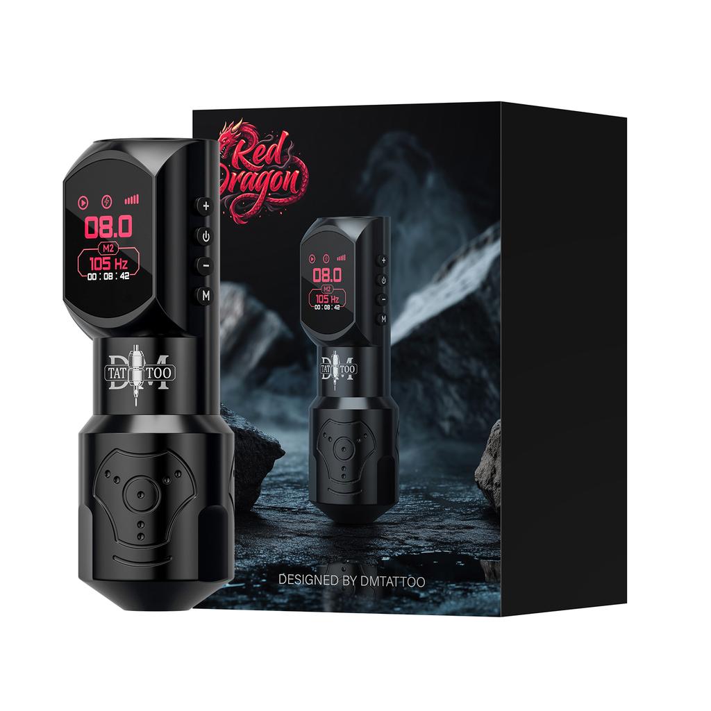 DM Red-Dragon Wireless Tattoo Machine Powerful Customized Motor Wireless Tattoo Power Supply Tattoo Gun For Permanent Makeup