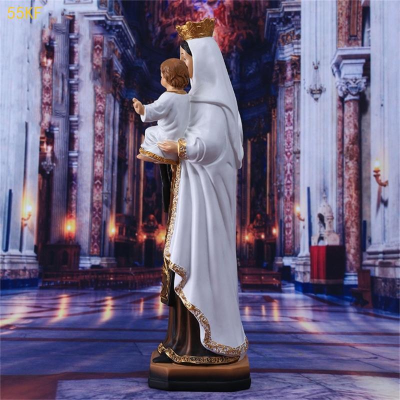 55KF Elegant Resin Virgin Marys And Child Statue Religious Virgin Marys Statue Decors For Christmas Home Office Table Display