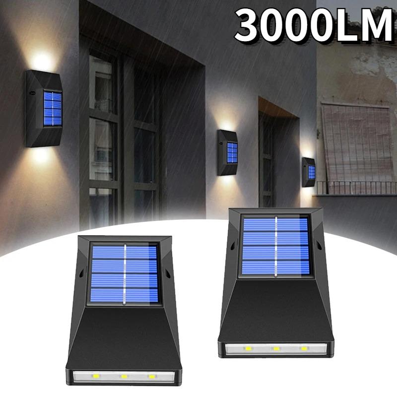 

3000LM Солнечные верхние и нижние настенные светильники Вилла Садовая лестница Боковая ступенька Lamo Наружный водонепроницаемый Украсьте сад и двор