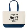 Large Blue Bottom Tote Bag I Can't I Have Gym I Can't Minimalist | Cotton Canvas 170 G/m² 27 L Inner Pocket Handles 64 Cm