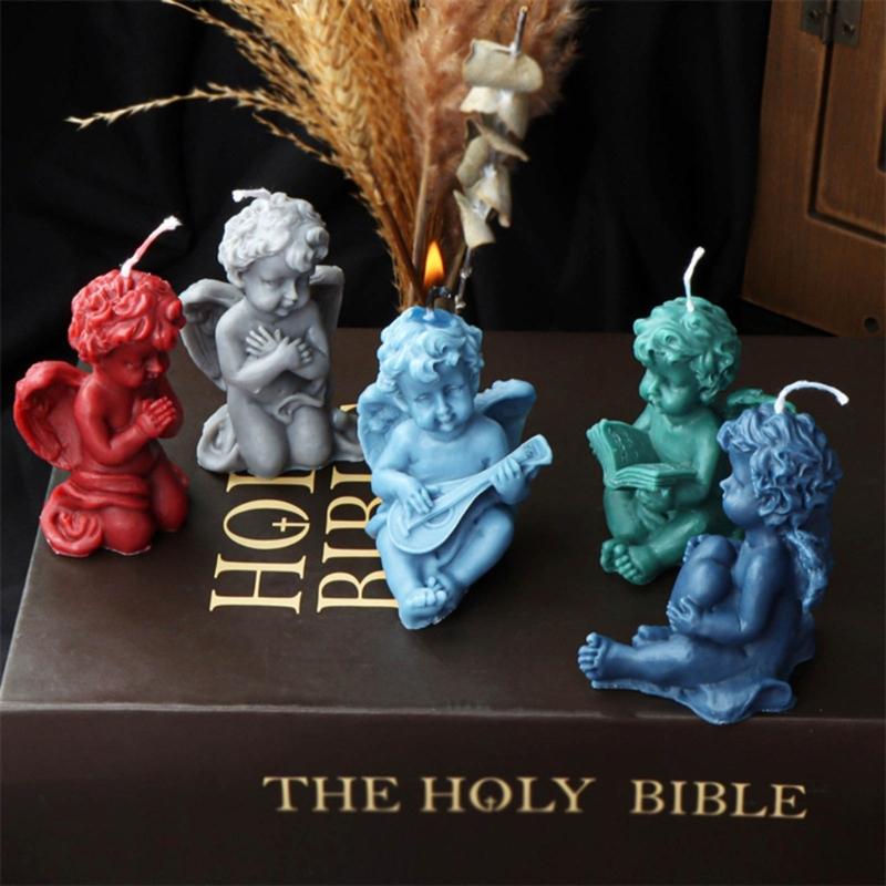 Silikonová forma na andělskou svíčku ručně vyráběná okřídlená forma na svíčku s vůní anděla DIY dortová forma na čokoládové mýdlo Pryskyřice na výrobu svíček