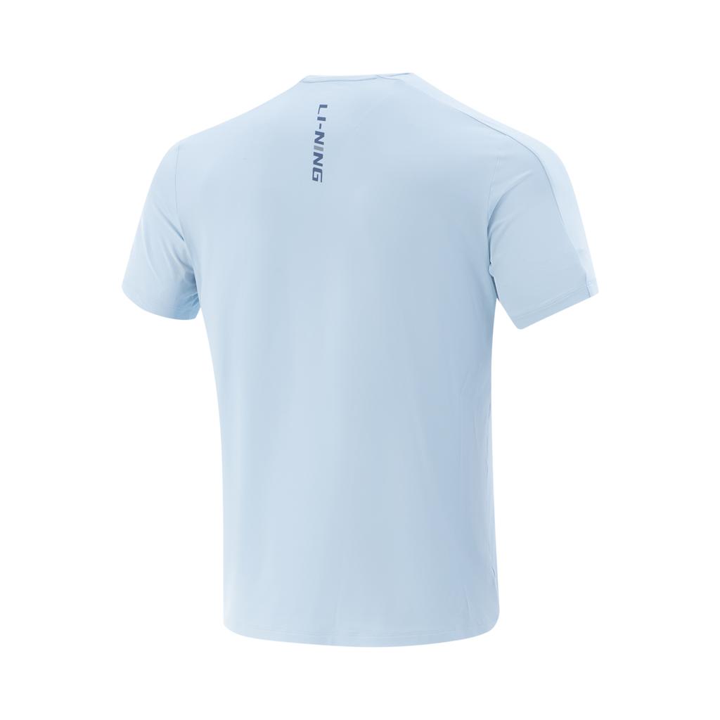 Li Ning Comfortable Breathable Versatile Letter Round Neck Short Sleeve T-Shirt Men Tops Cloud-Blue ATSV389-8