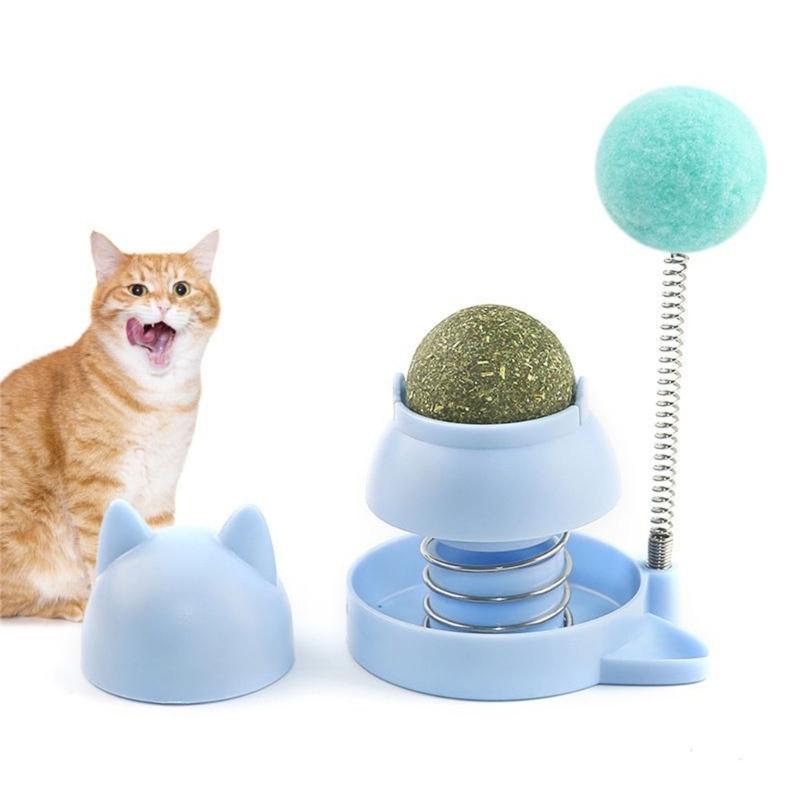 Cat Enrichment Toy Durable Stick on Cat Catmint Ball Toy Bright Color Cat Tumbler Catmint Ball Toy for Indoor Cat Play