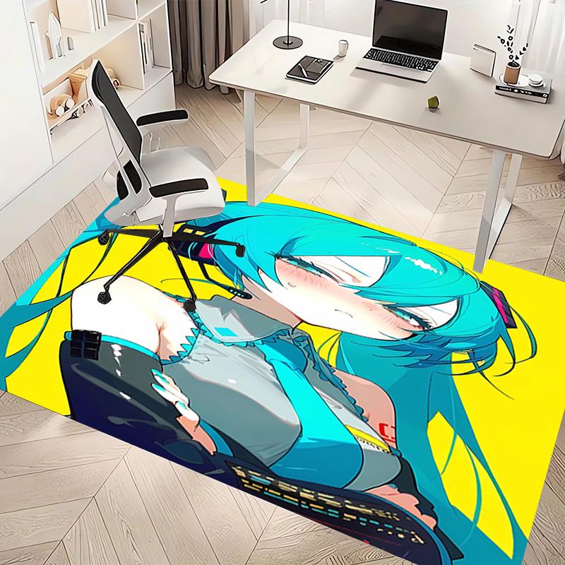 1pc Hatsune Miku Print Area Rug - Soft, Washable Non-Slip Indoor Mat, Living Room, Home Office Decorative Rug,Office Decorative