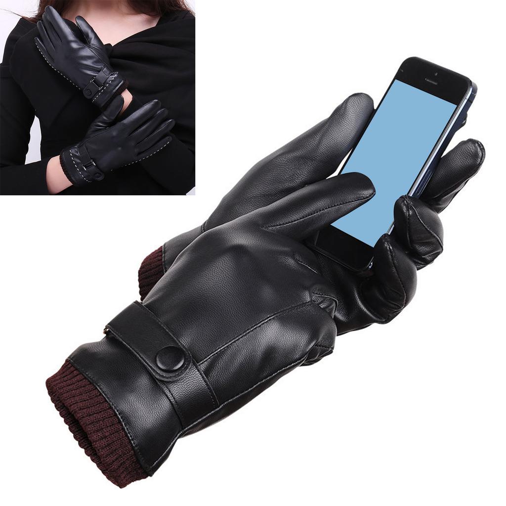 1 Pair Winter Gloves Touch Screen Leather Soft Padding for Outdoor Activities Running for Men Women