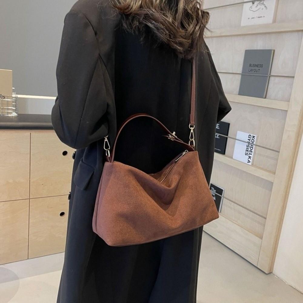 Vintage Solid Color Underarm Bag Large Capacity PU Leather Crossbody Bag Shoulder Bag Women