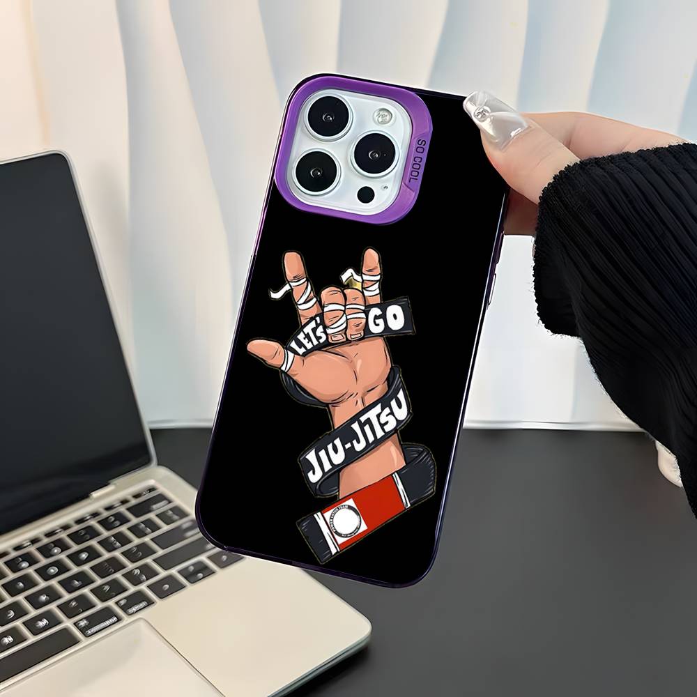 BJJ Brazilian Jiu Jitsu Pour iPhone 17,16,15,14,13,12,11,Mini,Pro,E,SE4,XS,MAX Violet Anti-choc Bonbon Mat
