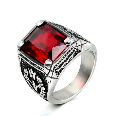 Punk Vintage Ring met Meerkleurige Edelstenen Tulp Ontwerp 316L Roestvrij Staal Mannen Sieraden