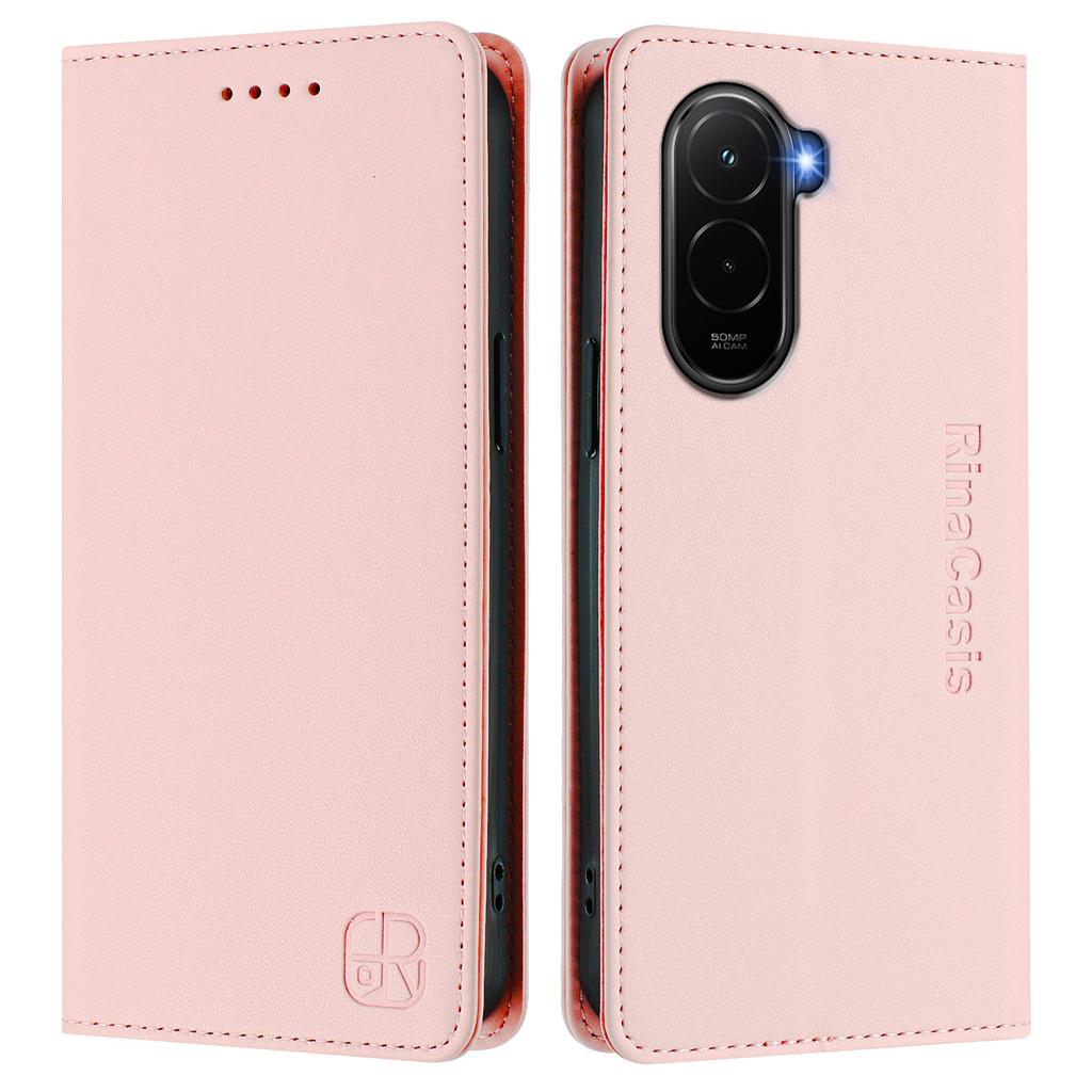 For Xiaomi Poco M7 Plus 5G/M7 4G (169mm) Leather Case RINACASIS RC01 Phone Cover with RFID Blocking Wallet Stand
