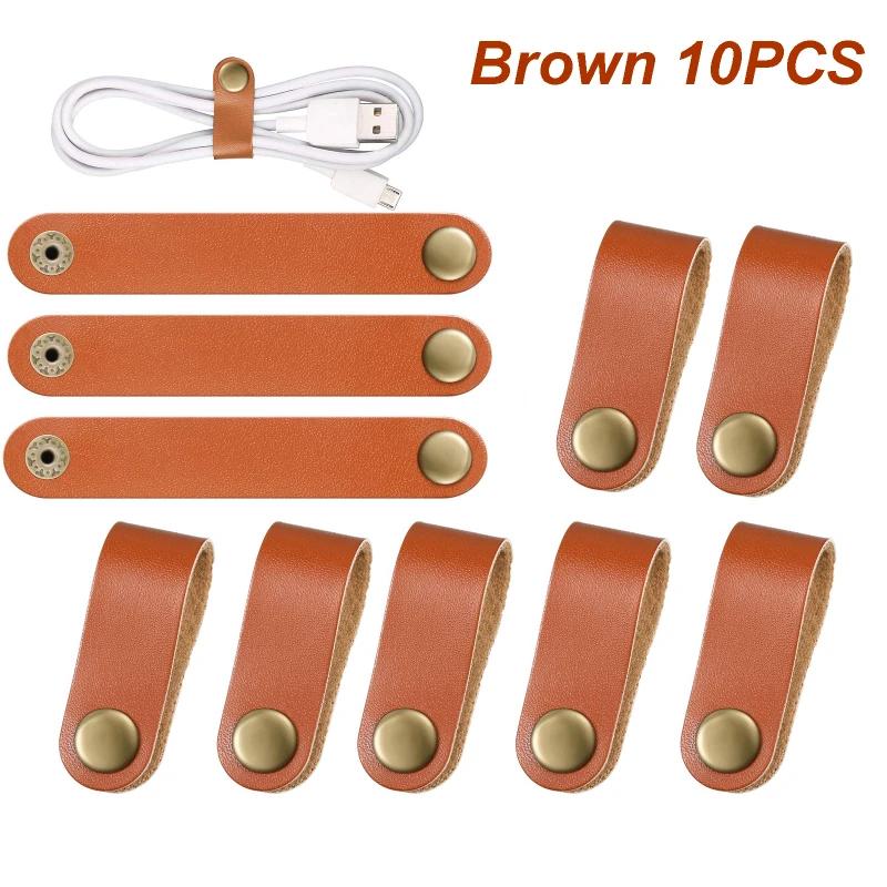 A Top Quality Leather Cable Straps Cable Tie Wraps Cord Management Holder Keeper Cord Organizer for USB Cables Headphone Wires