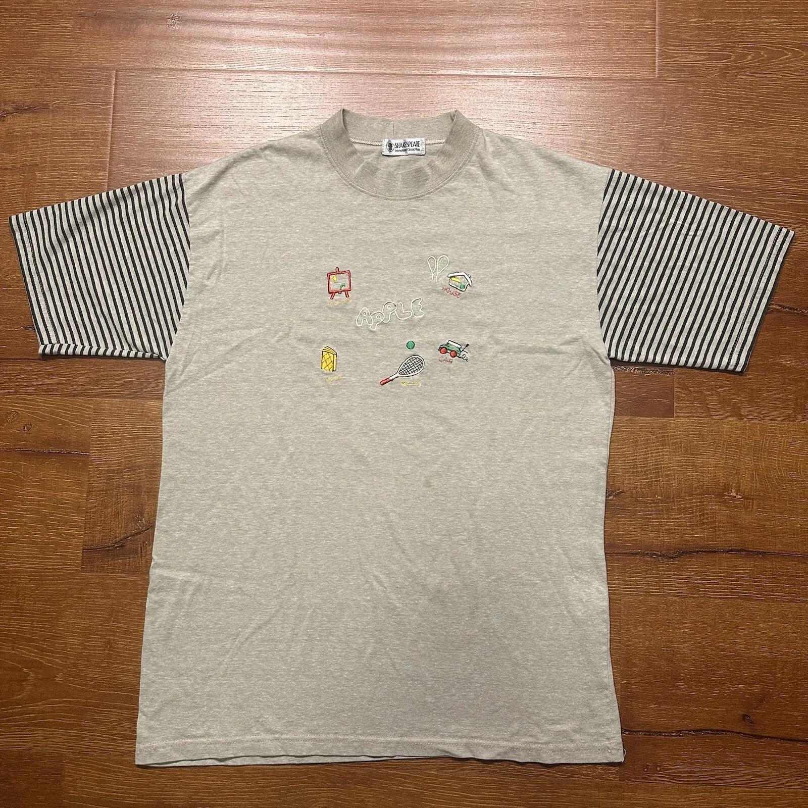 

Vintage William Shakespeare T Shirt Mens M Beige Embroidered Classic Preppy Nerd 2XL