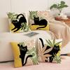 Cartoon Cute Cat Cushion Cover Linen Dirty Resistant Car Cushion Indoor Home Decor Sofa Pillow Cover