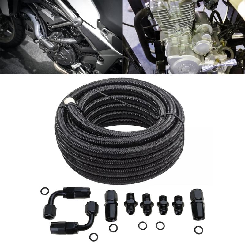 Black Nylon Braided Hose Kit for 4L60E & 4L65E AN6 Automatic Transmission Coolers Lines Car Fuels System Parts