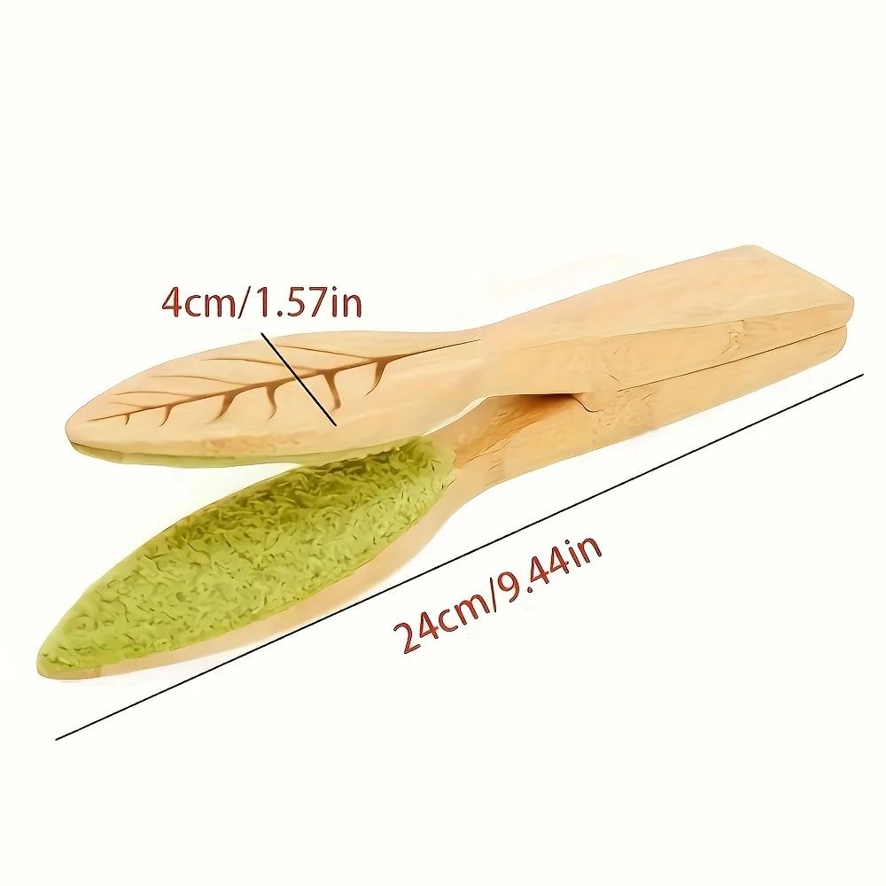 1pc Wooden Leaf Cleaning Tongs Handheld Green Plant Dust Brush Plant Care Cleaning Tool Gardening Supply Leaf Cleaner Accessory
