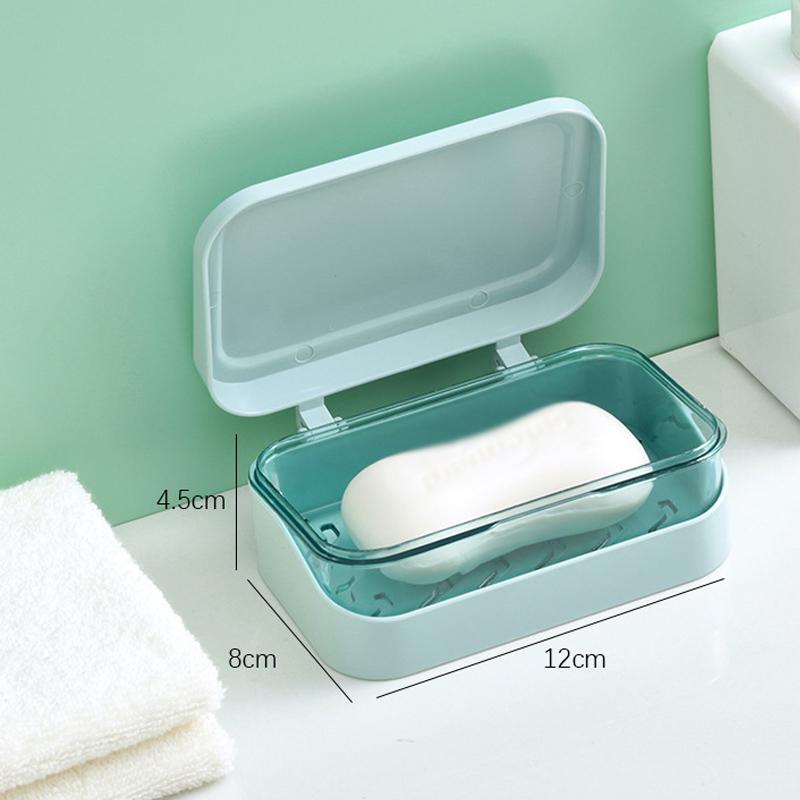 Plastic Bathroom Soap Box With Lids Travel Portable Plate Tray Dish Storage Holder Draining Rack  Home Soap Container