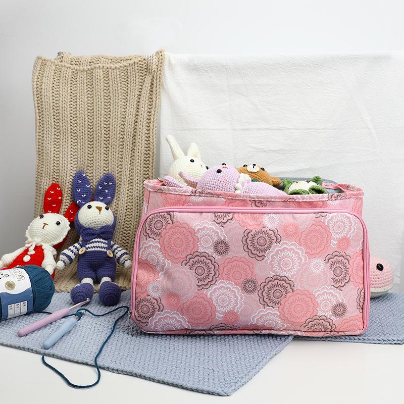 2025 Knitting & Crochet Yarn Organizer Bag - Square Storage for Needles & Hooks