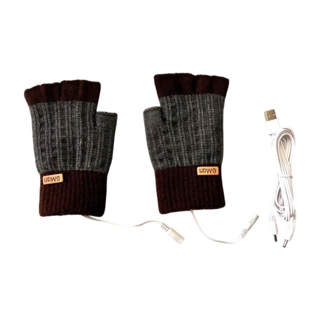 USB Heated Gloves Half Finger for Men Women Knitting Electric Heating Hand