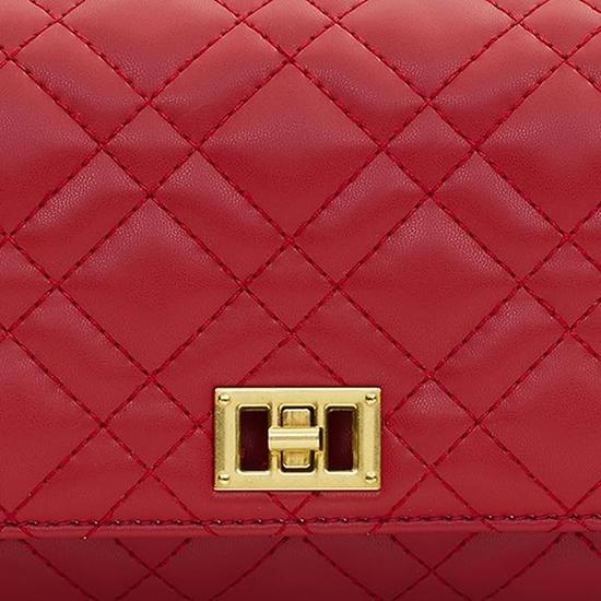 Miraggio Iris Solid Quilted Sling Crossbody Bag With Chain Strap